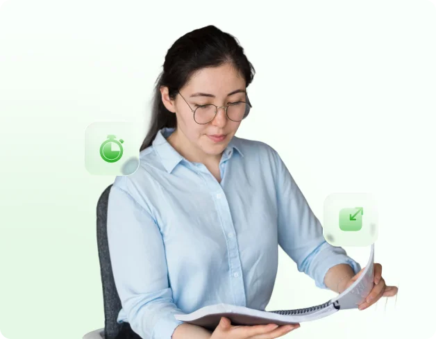 product-human-resource Bookkeeper reviewing client documents