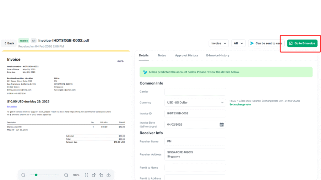 One-click “Send via Email” for succeeded E-Invoices