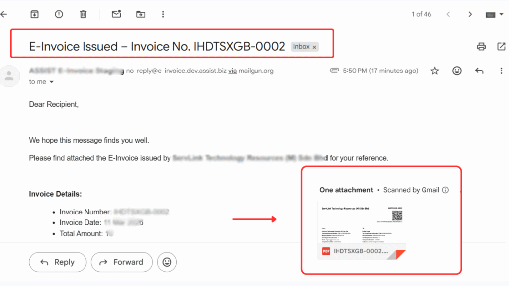 PDF Attachment on email for einvoice