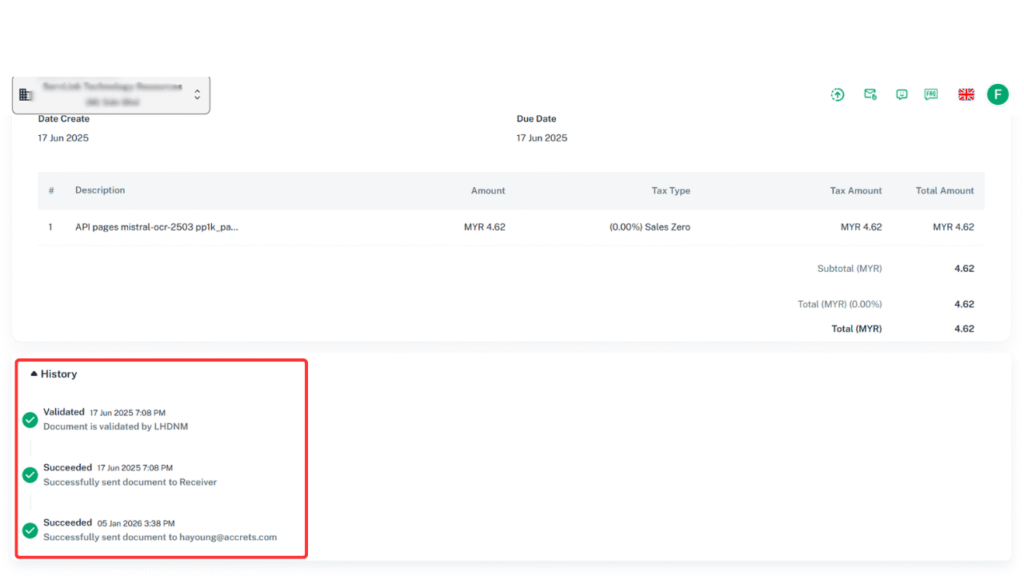 Tracking & Visibility (E-invoices Status)
